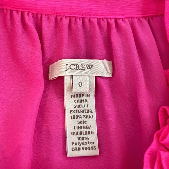 🌟J. Crew Hot Pink Crepe Ruffle Neck Blouse, 0.🌟 - Picture 3 of 12